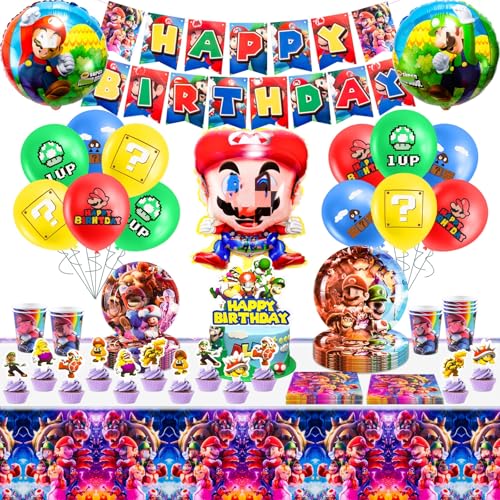 Partygeschirr Geburtstagsdeko 92 Stück Mar io Bros Geburtstag Party Supplies, Kindergeburtstag Dekoration Luftballon Banner Tischdecke Teller für Kinder Mädchen Theme Geburtstagsdeko Partygeschirr Geburtstagsdeko 92 Stück Mar io Bros Geburtstag Party Supplies, Kindergeburtstag Dekoration Luftballon Banner Tischdecke Teller für Kinder Mädchen Theme Geburtstagsdeko von Wirhaut