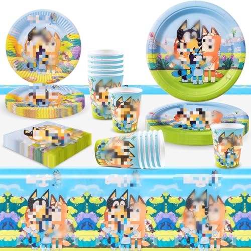 Wirhaut Partygeschirr 51 Stück Partygeschirr Geburtstag Partygeschirr Set, Pappteller Kindergeburtstag - Party Tableware Supplies, Kindergeburtstag Partyzubehör, Geburtstag Deko Set -10 Personen von Wirhaut