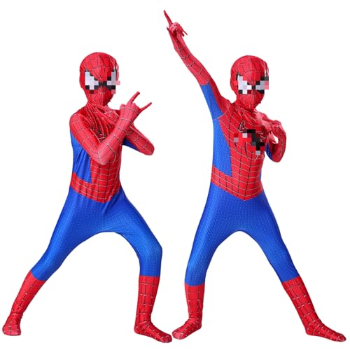 Wirhaut Spider Kostüm, Spider Kostüm Kinder mit Maske, Spider Anzug Kinder Bodysuit 3D Anime Anzug Jumpsuit Spider Kleidung Bodysuit Kostüme für Junge Halloween Karneval Cosplay Party von Wirhaut