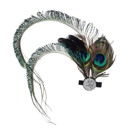 Wisafory Pfauenfeder Haarspange 1920s Pfau Feder Flapper Haarspange Kopfschmuck Fascinator Pfauenhaarschmuck Pfauenfeder Clip Gatsby Kostüm Accessoires für Frauen Mädchen 1# von Wisafory