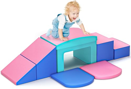 Wisbecost Softbausteine,Schaumstoff bausteine Kinder,Schaumstoff Klettergerüste für Kleinkinder,Indoor Kletter und Krabbelspielset (6 Stück - taubenblau) von Wisbecost