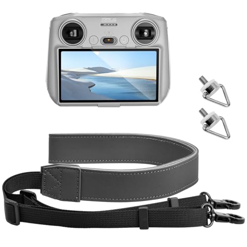 Wisebom Gurt für DJI RC/DJI RC 2/DJI RC Pro,Fernbedienung Umhängeband,Leder-Lanyard für DJI Mini 3 Pro RC Controller Zubehör (Dunkelgrau) von Wisebom