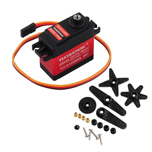 Wishiot TD-8125MG Digitaler Servo, 360 Grad, wasserdicht, großes Drehmoment, Metallgetriebe für DIY-Roboter, Roboterarm, RC-Modell, PWM 500µs-2500μs von Wishiot