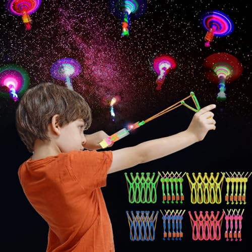 20 Stück LED Leuchtspielzeug Partyartikel, Leuchtspielzeug Schleuder, Fliegendes Spielzeug Party Set, Led licht nacht Hubschrauber, Led Springendes Spielzeug für Kinder, Mitgebsel Kindergeburtstag von Wishstar