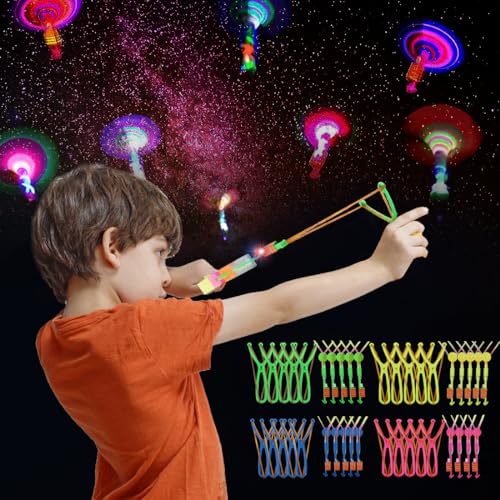 20 Stück LED Leuchtspielzeug Partyartikel, Leuchtspielzeug Schleuder, Fliegendes Spielzeug Party Set, Led licht Nacht Hubschrauber, Led Springendes Spielzeug für Kinder, Mitgebsel Kindergeburtstag von Wishstar