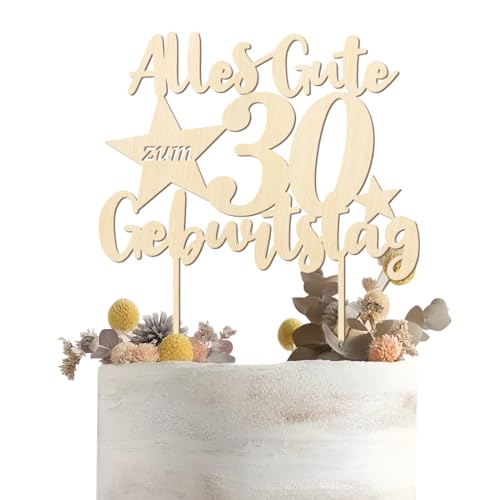 Cake Topper 30 Geburtstag, Holz Torten Deko 30 Geburtstag, Geburtstag Alles Gute Tortendeko, 30th Birthday Cake Topper, Alles Gute Geburtstag Kuchen Deko, 30 Geburtstag deko für Frauen Mann von Wishstar