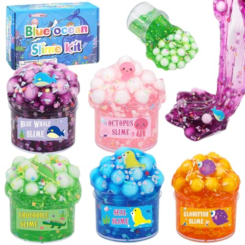 5 Stück Clear Slime Kit, Jelly Cube Crunchy Slime kit, schleim Stress Relief Toy, Crystal Slime Kit, Kinderpartygeschenk, Geburtstag, Geschenk für Mädchen und Jungen von Wishstar