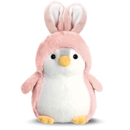 Wishstar Kuscheltier Pinguin Plüschtier für Mädchen, Stofftier Schmusetier zum Kuscheln & Spielen, Plüschtier Pinguin Geschenk, Penguins Plush Für Mädchen(Rosa Hasenohren Pinguin, 20cm) von Wishstar