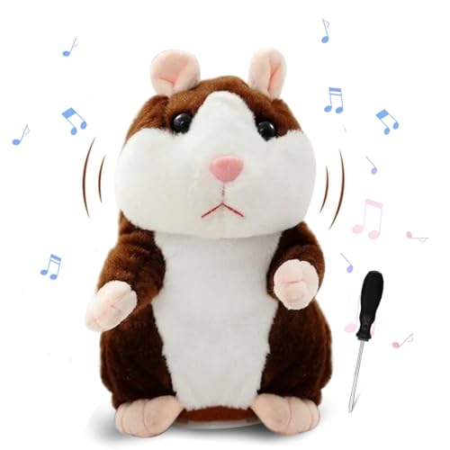 Wishstar Sprechender Hamster，Hamster sprechend，Sprechendes und Wiederholt Kinder Stofftiere,Plüsch Hamster Spielzeug,Geeignet für Kinder Interaktion, Kindergeburtstag Geschenk（Dunkelbraun） von Wishstar