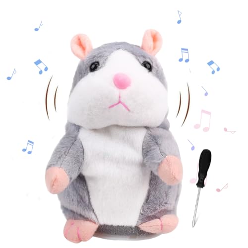 Wishstar Sprechender Hamster，Hamster sprechend，Sprechendes und Wiederholt Kinder Stofftiere,Plüsch Hamster Spielzeug,Geeignet für Kinder Interaktion, Kindergeburtstag Geschenk（Grau） von Wishstar