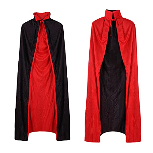 Wishstar Vampir Umhang, Vampir Kostüm, Vampir Cape, Umhang mit Stehkragen, Umhang Doppelseitig Schwarz Rot Vampir Erwachsene Kinder für Halloween Party Karneval Fasching Cosplay, 140 cm von Wishstar