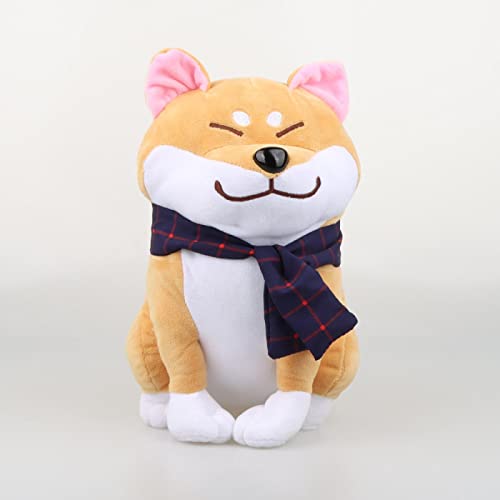 Süße Shiba Inu Plüschtierpuppe, Akita Inu Schal Hund Plüschtiere Puppe Weiche Kissen, Mädchen Geburtstagsgeschenk 25 cm Braun von Wishtoy