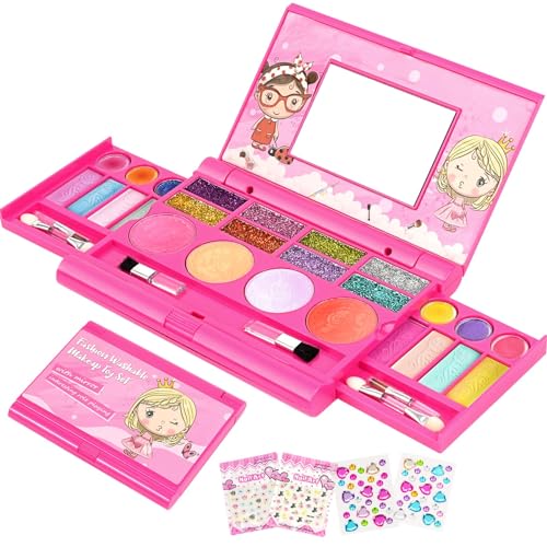 Kinderschminke Set Mädchen, Waschbar Make up Spielzeug Makeup Palette Kinder schminke Set Mädchen, Rollenspiel Halloween Weihnachts Geburtstags Geschenke Spielzeug Mädchen ab 4 5 6 7 8 9 10 11 Jahre… von Wiskowee