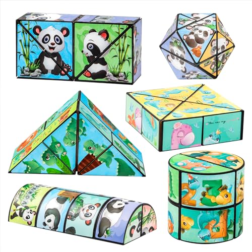 3D Zauberwürfel Set, 6 Stück Unendlichkeit Würfel Spielzeug, Panda Dinosaurier Thema Magic Puzzle Cubes Sensorisches Spiele für Kinder und Erwachsene Stress und Angst Linderung von Wisplye