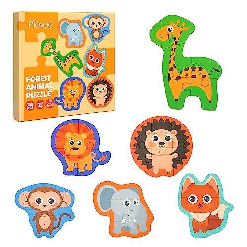 6 in1 Kinderpuzzle, Tiere Puzzle Spiel, Jigsaw Spielzeug Montessori Lernspielzeug für Jungen Mädchen Kinder Baby Kleinkind ab 2 3 4 5 Jahre Geschenk Weihnachten Geburtstag von Wisplye