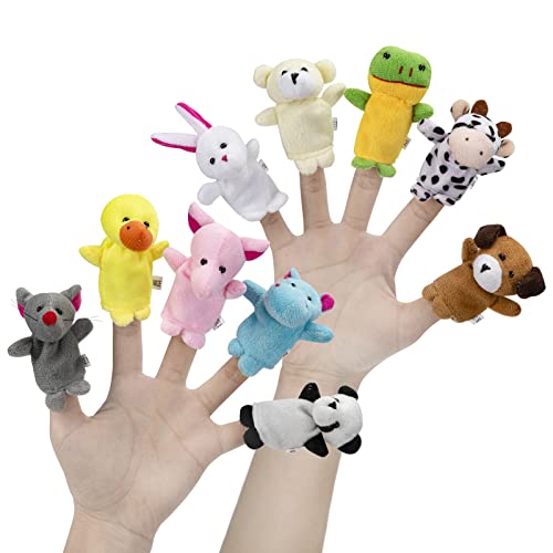 Fingerpuppen Set 10 x Klein Tierfiguren Fingerpuppe Samt Handpuppe, Plüschfigur Story Time Spielzeug Props für Geburtstag Kinder Party Taufe Babyparty Mitbringsel Geschenk von Wisplye