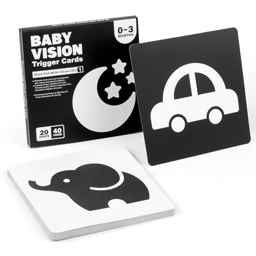 Kontrastkarten für Neugeborene Baby 0-3 Monate, Visual Stimulus Lernkarten Kontrastbuch Spielzeug, Schwarz Weiß Flashcard Kleinkinder Sensory Toys Karten Geschenk von Wisplye