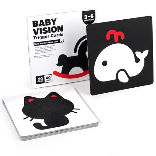 Kontrastkarten für Neugeborene Baby 3-6 Monate, Visual Stimulus Lernkarten Kontrastbuch Spielzeug, Schwarz Weiß Rot Flashcard Kleinkinder Sensory Toys Karten Geschenk von Wisplye