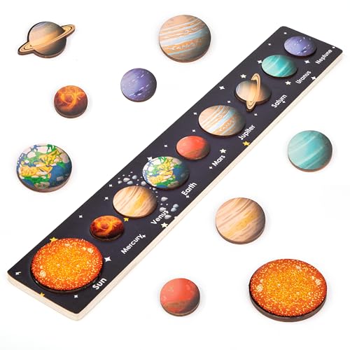 Montessori Spielzeug für Kinder ab 3 Jahren, Holz Sonnensystem Puzzle Spielzeug Board Spielzeug Lernressourcen Geschenk für Kleinkinder Jungen Mädchen Montessori Spielzeug für Kinder ab 3 Jahren, Holz Sonnensystem Puzzle Spielzeug Board Spielzeug Lernressourcen Geschenk für Kleinkinder Jungen Mädchen von Wisplye