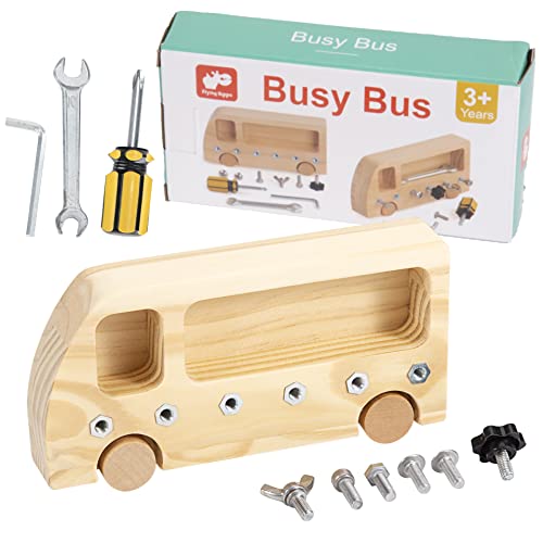 Montessori Spielzeug Holz Schraubenbrett Sensorisches Lernspielzeug, Motorik Holzspielzeug Activity Busy Board Bus Pädagogisches für ab 3 Jahre Mädchen Junge Kinder Geschenke von Wisplye