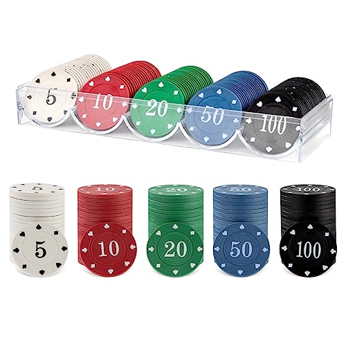 Poker Chips Casino Spielchips, 100 Stück Plastik Wertmarken Kartenspiel Roulette Spiel Bingo Chips für Counting Marker Casino Poker Mathematik Lernen Kinderspiele von Wisplye