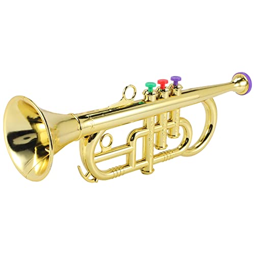 Wissupo Trompete 3 TöNe 3 Farbige Tasten Simulation Spielen Mini Musikblasinstrumente für Kinder Geburtstagsfeier Spielzeug Gold von Wissupo
