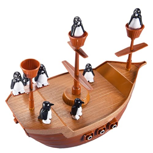 Balancierspielspielzeug | Brettspiele für Kinder mit Piratenschiff-Pinguin-Design | Niedliche Figuren-Balance-Blöcke, Lernspielzeug für Kinder, Balance-Stapelspiel von Wisylizv