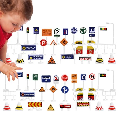 Verkehrszeichen-Spielzeug, kleines Verkehrszeichen-Set | Kleines Spielset Verkehrszeichen für Kinder - Ausreichende Menge Kinder spielen Verkehrszeichen für Reisen, im Freien, zu Hause, in der Schule, von Wisylizv