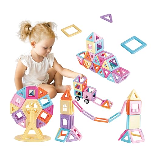 Wit & Work Magnetische Bausteine, Lernspielzeug für 3-jährige Mädchen und Jungen, 138-teiliges Magnetbaustein-Fliesen-Set, Geschenk für Kinder im Alter von 3 4 5 6 8 Jahren von Wit & Work