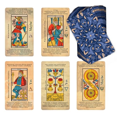 Witchy Cauldron Englisches Marseille Tarot-Deck für Anfänger - Illustrierte Tarotkarten mit Bedeutungen auf jeder Karte zur einfachen Interpretation - Tarot-Lesen lernen mit dem klassischen Marseille von Witchy Cauldron