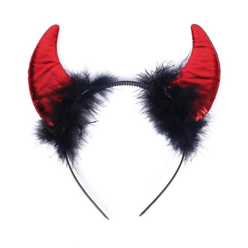 Witeygai Halloween Teufelshörner Haarreif rot, Halloween Teufelshörner Teufels Ohren Haarreif für Damen Herren, Für Faschings Maskerade, Karneval Halloween Teufelshörner Kostüm Teufel Damen Kinder von Witeygai