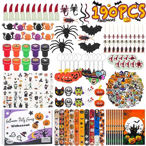 190 Stück Halloween Party Mitgebsel Kindergeburtstag, Halloween Deko Party Spielzeug Zubehör mit Geschenke Box, Pinata Füllung Spinne Fledermaus Augen Fingerlinge Tattoo für Kinder 190 Stück Halloween Party Mitgebsel Kindergeburtstag, Halloween Deko Party Spielzeug Zubehör mit Geschenke Box, Pinata Füllung Spinne Fledermaus Augen Fingerlinge Tattoo für Kinder von Withosent