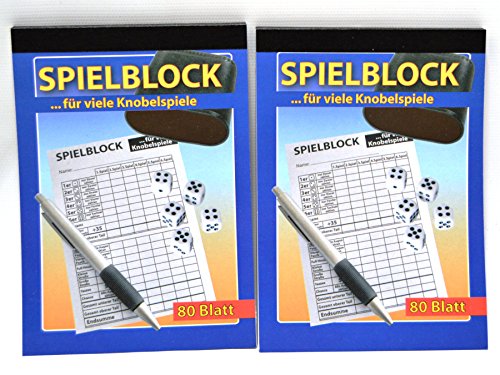 Without Label Spielblöcke für Würfelspiele, 2-er Set, je 80 Blatt, für viele Knobelspiele von Global