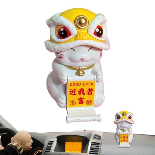 Autofiguren für Armaturenbrett, Wackelkopf für Autos, Kreativer chinesischer Tanzender Löwe-Auto-Wackelkopf, Auto-Armaturenbrett-, lustige Desktop-Schaukel-Statuen, Wackeltänzer-Spielzeug für AUT von Wiuejg