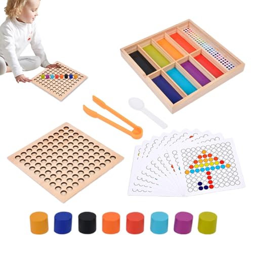 Color Sorting Beads for Kids | Rainbow Beads Matching Toy for Early Education and Attention Training | Interactive Parent-Child Color Sorting Game with Wooden Beads for Preschool Learning von Wiuejg