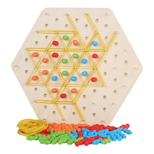 Familien-Brettspiel aus Holz, Lernpuzzles, Reisen, Treffen für Teenager und Erwachsene, Kinder lernen Dreieck-Steckspiel, Gehirnentwicklungsstrategie, tragbare Geräte, Hölzernes Springen für Kinder, M von Wiuejg