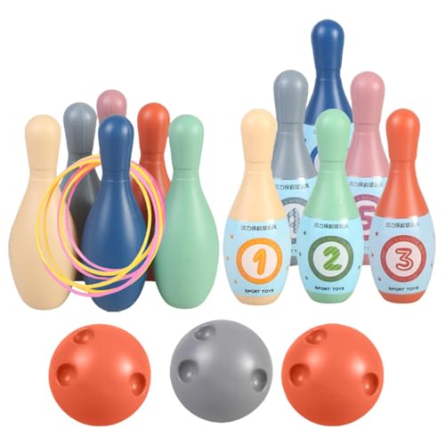 Kleinkind-Bowling-Set, Indoor-Bowling-Set für Kinder - Buntes Bowlingspiel für Kinder, 12 Bowling-Pins, 3 Bälle, 6 Ringe | Interaktive Partygeschenke, lustige Sportspiele zum Spielen im Innenbereich, von Wiuejg