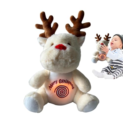 Light Up Elk Stuffed Animal | Illuminated Deer Plush Toy | Glow-in-The-Dark Stuffed Elk Doll | Led Light Plush Animal Deer Interactive Light Up Plush Stuffed Animal Music Plush Stuffed Deer for Kids von Wiuejg