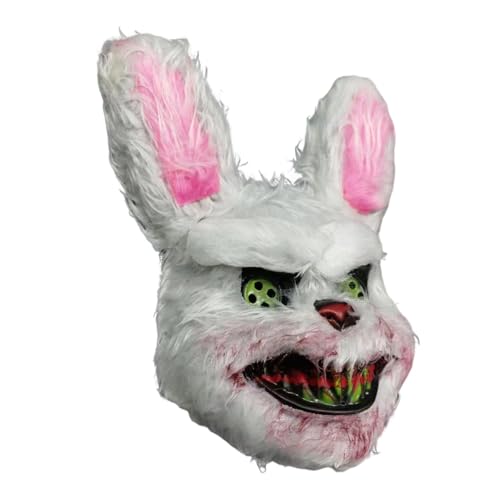 Wiuejg Plush Bear Cute rab bit Animal Plush Halloween Party Dance, Bunny Face Cover, Elastic Scary Face, Adjustable Creepy Bunny Cosplay Costume for Halloween, Easter, and Birthday Celebration von Wiuejg