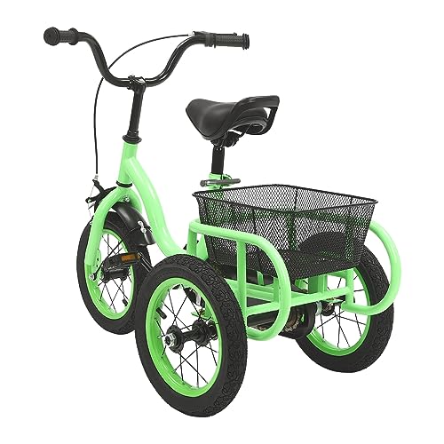 12 Zoll Kinderdreirad 3 RäDer Dreirad Kinderfahrräder Single Speed Fahrräder HöHenverstellbar Kinderfahrrad mit Korb für 2-5 Jahren Jungen Mädchen Max. 25kg von Wiyuer