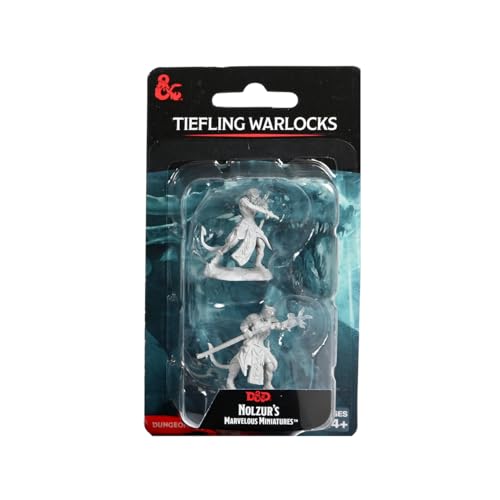 WizKids D&D Nolzur's Marvelous Miniatures: Tiefling Warlocks Dungeons and Dragons Unpainted Miniatures, Nicht Definiert von WizKids