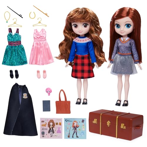 WIZARDING WORLD Harry Potter – Deluxe-Puppen, 20 cm, Hermine & GINNY Puppen mit Gelenken, Hermine und Ginny 20 cm – 4 Outfits & 12 Zubehörteile – Spielzeug für Kinder ab 6 Jahren von Wizarding World