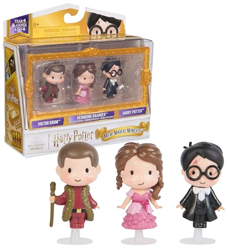 Harry Potter - Micro Magical Moments Sammelfiguren Multipack "Weihnachtsball" mit Harry, Hermine und Viktor Krum, ca. 3,8 cm groß, mit Setzkasten, Spielzeug für Kinder ab 6 Jahren, Fanartikel von Wizarding World