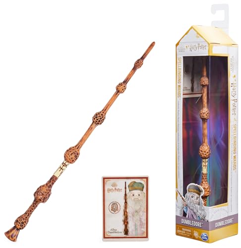 Wizarding World Harry Potter - Authentischer Albus Dumbledore Zauberstab aus Kunststoff mit Zauberspruch-Karte, ca. 30,5 cm, Spielzeug für Kinder ab 6 Jahre, Fanartikel von Wizarding World