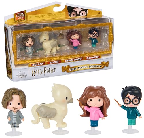 Wizarding World Harry Potter Micro Magical Moments Sammelfiguren Geschenkset "Der Gefangene von Azkaban" mit Harry, Hermine, Sirius Black, Seidenschnabel & Setzkasten, ab 6 Jahren, Fanartikel von Wizarding World