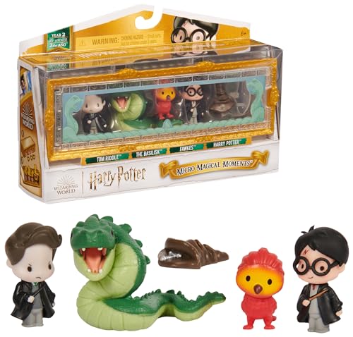 Wizarding World Harry Potter - Micro Magical Moments Sammelfiguren Geschenkset Kammer des Schreckens mit Harry Potter, Tom Riddle, Basilisk, Fawkes und Setzkasten, für Kinder ab 6 Jahren, Fanartikel von Wizarding World