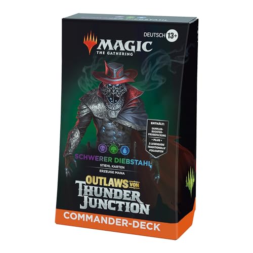 Magic: The Gathering – Outlaws von Thunder Junction Commander-Deck – Schwerer Diebstahl (Deck mit 100 Karten, Sammler-Booster-Probepackung mit 2 Karten und Zubehör) (deutsche Version) von Wizards of the Coast