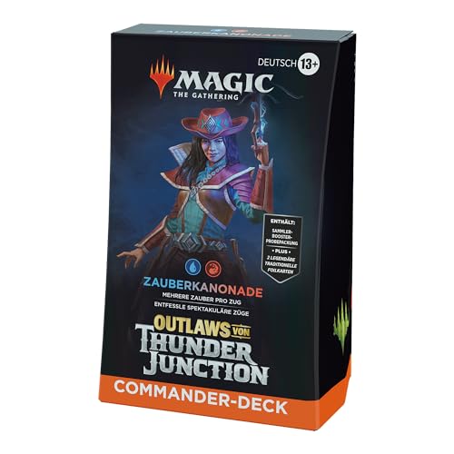 Magic: The Gathering – Outlaws von Thunder Junction Commander-Deck – Zauberkanonade (Deck mit 100 Karten, Sammler-Booster-Probepackung mit 2 Karten und Zubehör) (deutsche Version) von Wizards of the Coast