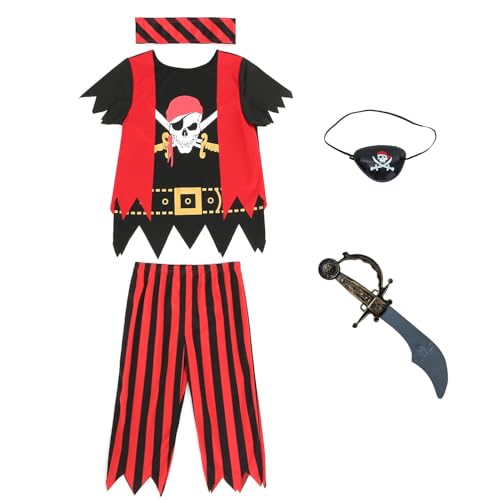 Wizland 5pcs Kids Pirate Kostüm Kids Pirate Outfit Rollenspiel Kleid für Jungen und Mädchen 9-10 Jahre Wizland 5pcs Kids Pirate Kostüm Kids Pirate Outfit Rollenspiel Kleid für Jungen und Mädchen 9-10 Jahre von Wizland