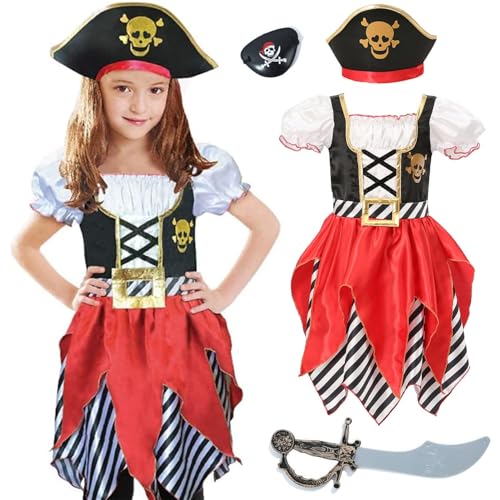 Wizland Mädchen Piraten Kostüm Buccaneer Prinzessin Kleid für Kinder Piraten Lass Kostüm Rollenspiel Dress Up Set 3-4 Jahre Wizland Mädchen Piraten Kostüm Buccaneer Prinzessin Kleid für Kinder Piraten Lass Kostüm Rollenspiel Dress Up Set 3-4 Jahre von Wizland